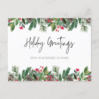 Holiday Greetings Postcard, Christmas Holiday Postcard