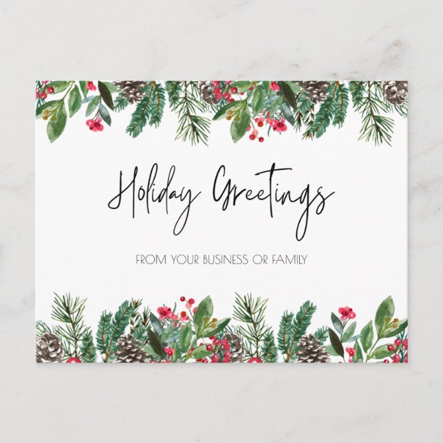 Holiday Greetings Postcard, Christmas Holiday Postcard (Front)