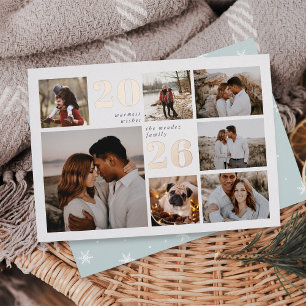 Holiday Grid   Modern Photo Collage Foil Card