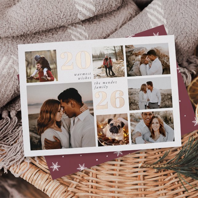 Holiday Grid | Modern Photo Collage Foil Card (Creator Uploaded)