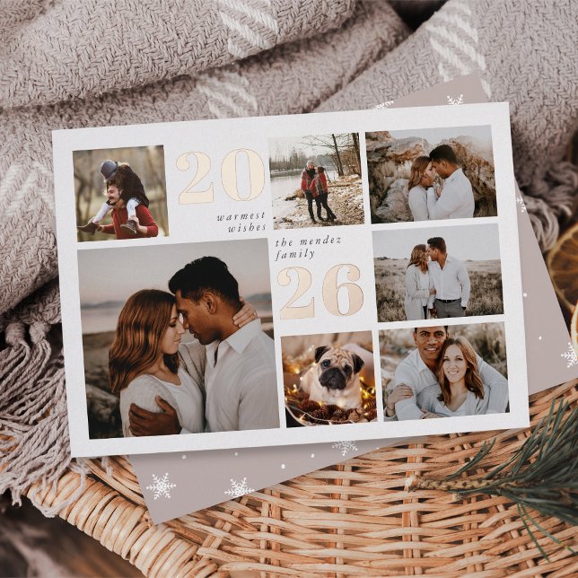 Holiday Grid | Modern Photo Collage Foil Card (Creator Uploaded)