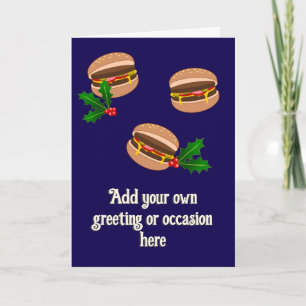 Holiday Hamburgers - Custom Food Theme Dark Blue Card