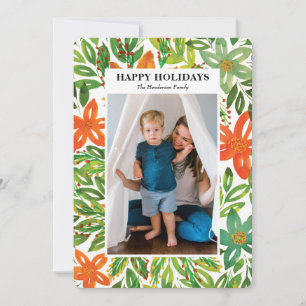 Holiday & Hand Painted Flowers Card
