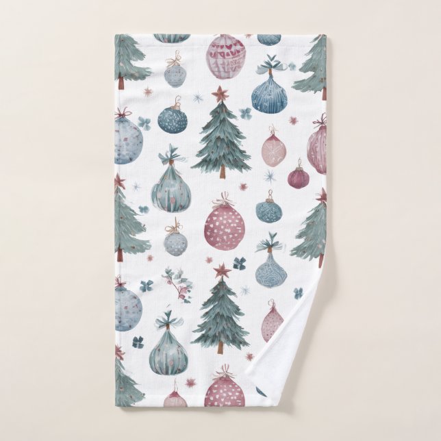 Holiday Hand Towel with Watercolor Festive Design (Hand Towel)