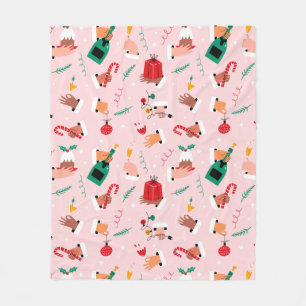 Holiday Hands Festive Celebration Pattern Fleece Blanket