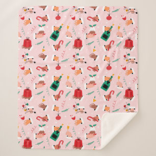 Holiday Hands Festive Celebration Pattern Sherpa Blanket