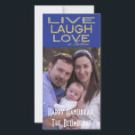 Holiday Hanukkah Photo Card "Love a Latke"<br><div class="desc">Holiday, Hanukkah Photo Card, "Live Laugh Love a Latke" Glossy, Photo Card with white envelope. Personalise by replacing photos and wording, "Happy Hanukkah, The Blumbergs" Customise wording by choosing your favourite font style, colour and size. Thanks for stopping and shopping by! Much appreciated. Happy Hanukkah! Share your special moments with...</div>