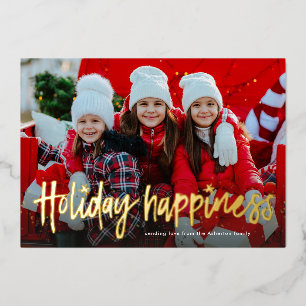 Holiday happiness simple one photo foil card