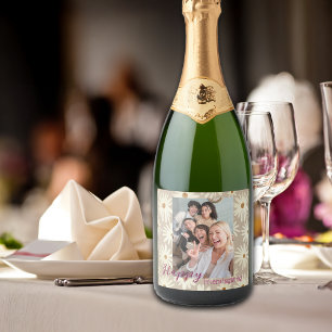 Holiday Happy Celebration Generic Photo Customize Sparkling Wine Label