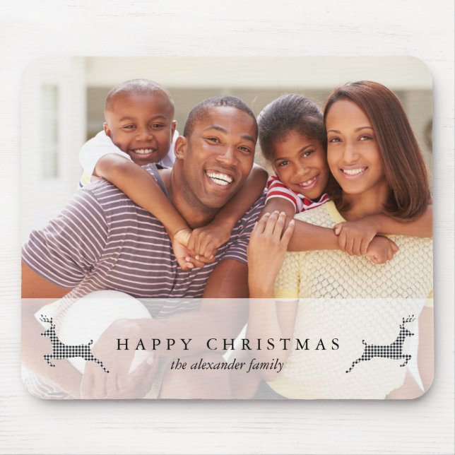 Holiday Happy Christmas Rustic Deer Photo Mousepad (Front)