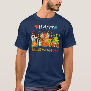 Holiday Happy HallowThanksMas Christmas Halloween T-Shirt