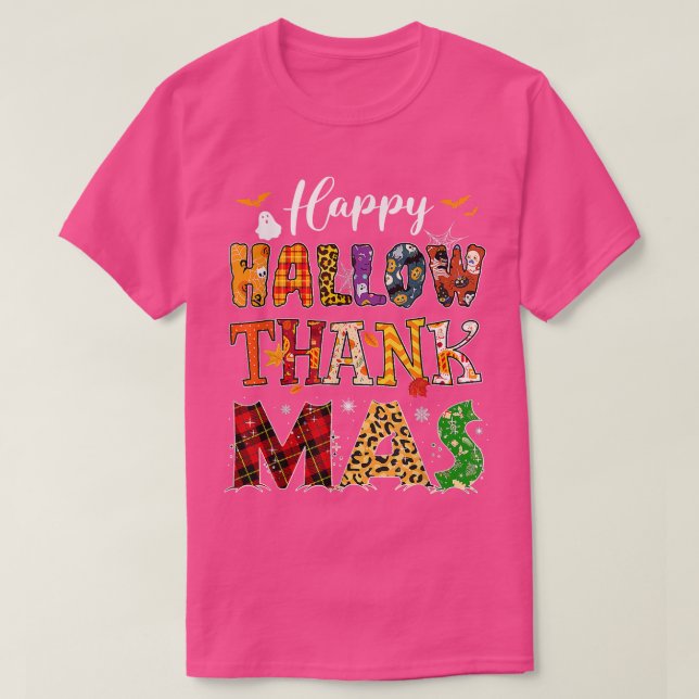 Holiday Happy HallowThanksMas Christmas Thanksgivi T-Shirt (Design Front)