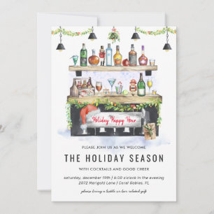 Holiday Happy Hour   Christmas Cocktail Party Invitation