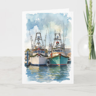 Holiday Harbor Watercolor Greeting Card