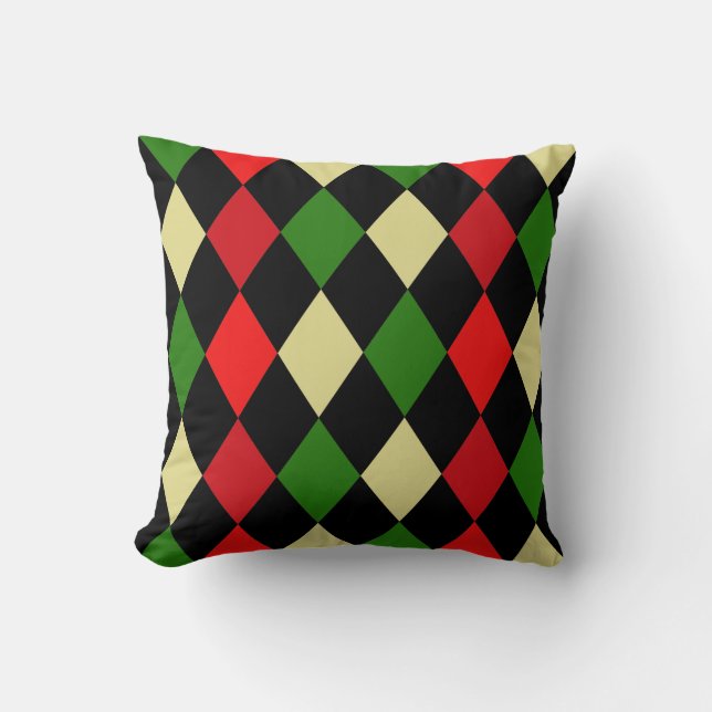 Holiday Harlequin Geometric Pattern Cushion (Front)