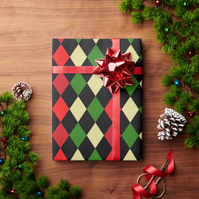 Holiday Harlequin Geometric Pattern Wrapping Paper (Holiday Gift)