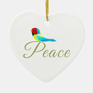 Holiday Heart Prayer of Peace Ceramic Tree Decoration