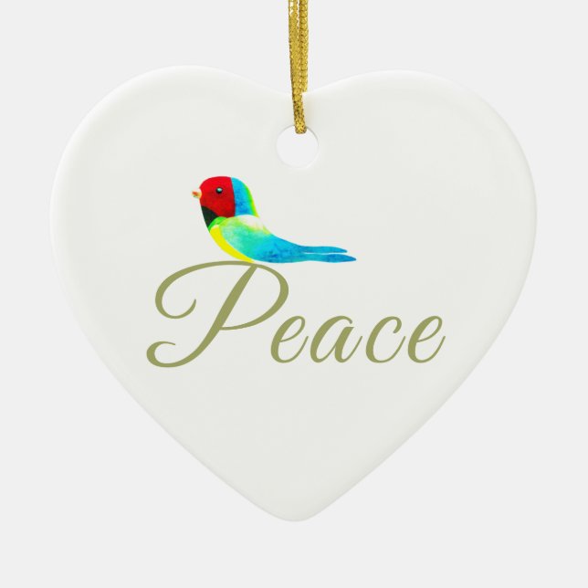 Holiday Heart  Prayer of Peace Ceramic Tree Decoration (Front)