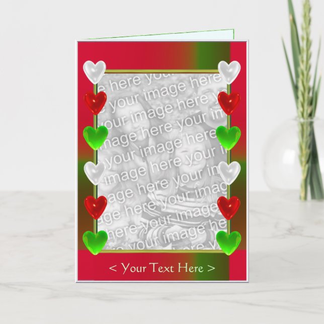 Holiday Hearts Tall (photo frame) Card (Front)