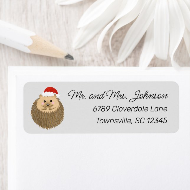 Holiday Hedgehog Cute Animal Return Address (Insitu)
