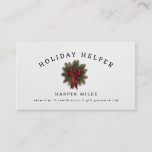 holiday helper wreath business card