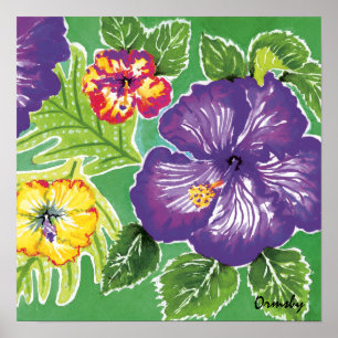 Holiday Hibiscus Green poster