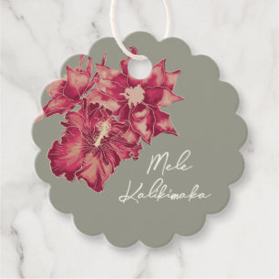 Holiday Hibiscus, Hawaiian Style Christmas Favour Tags