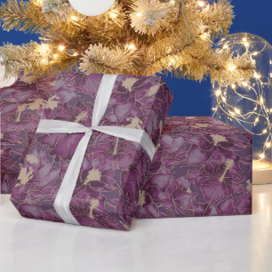 Holiday Hibiscus Plum, Sugar Plum Wrapping Paper