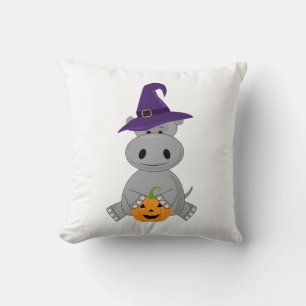 Holiday Hippo Halloween Witch Hippo Cushion
