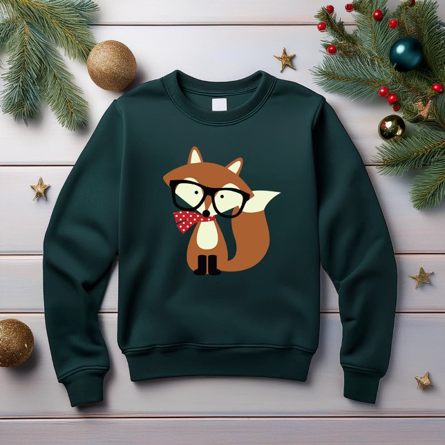Holiday Hipster Brown Fox Sweatshirt (Creator Uploaded)