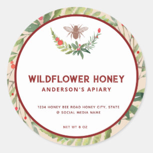 Holiday holly branch honey jar label