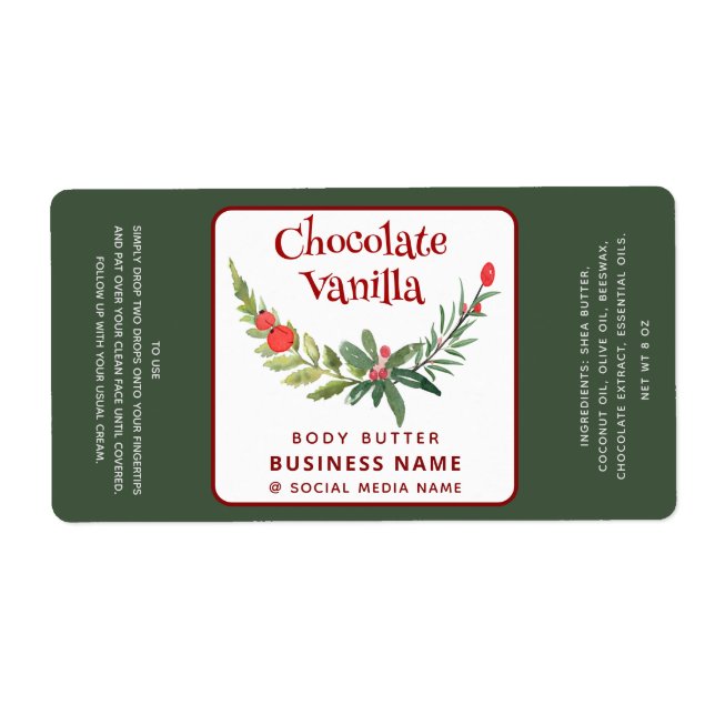 Holiday holly brunch typography product label (Front)