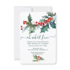 Holiday Holly Christmas Party Invitation