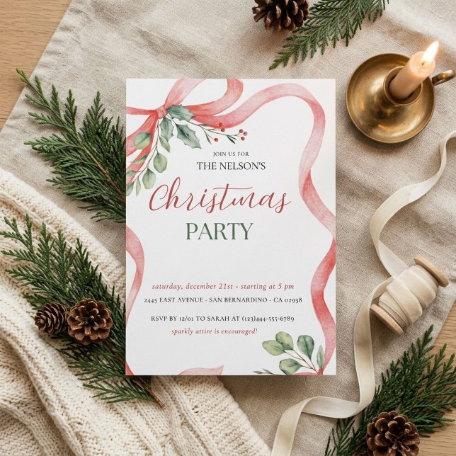 Holiday Holly Christmas Party Invitation (Creator Uploaded)