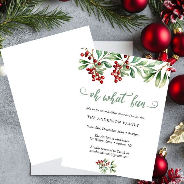 Holiday Holly Christmas Party Invitation (Creator Uploaded)
