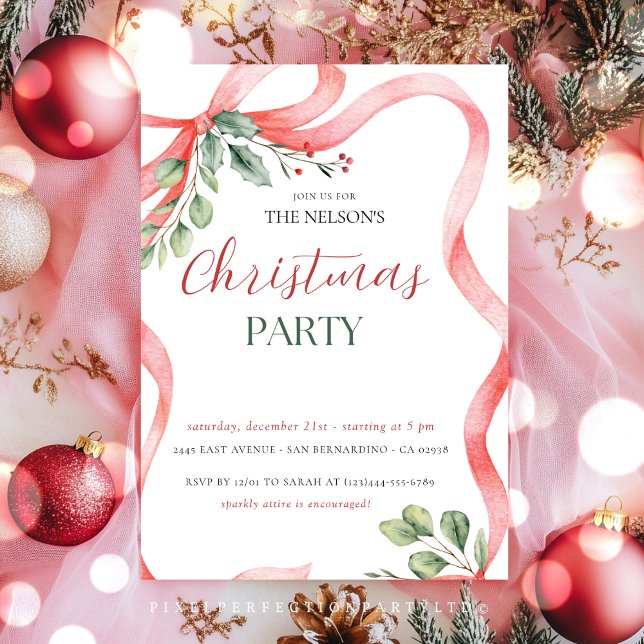 Holiday Holly Christmas Party Invitation (Creator Uploaded)