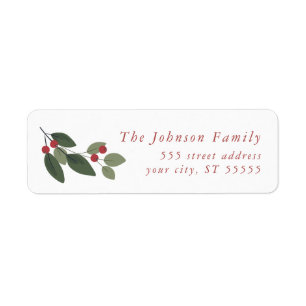 Holiday Holly, Christmas Return Address Labels
