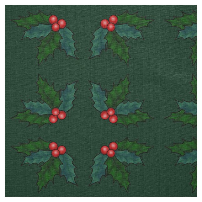 Holiday Holly Fabric Christmas Fabrics Custom (Swatch)