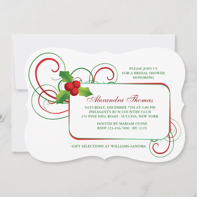 Holiday Holly Invitation (Front)