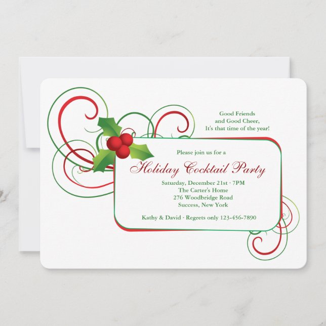 Holiday Holly Invitation (Front)