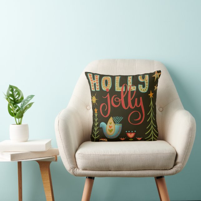Holiday Holly Jolly Folk Dove Inspirivity  Cushion (Chair)