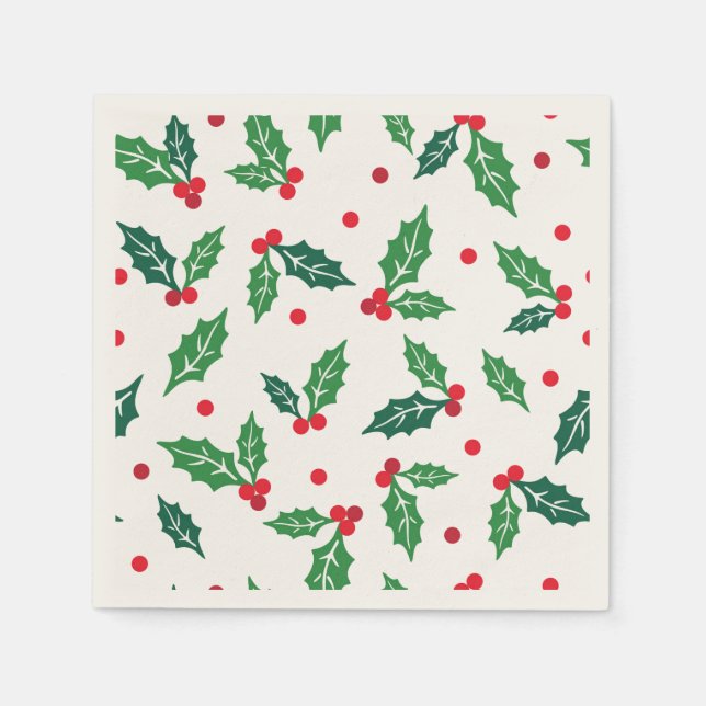 Holiday Holly Paper Napkins (Front)