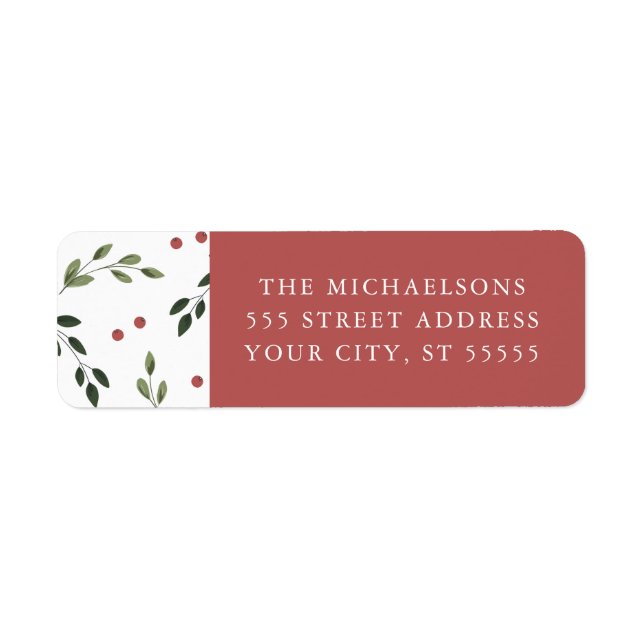Holiday Holly Return Address Label. (Front)