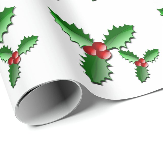 Holiday Holly Wrapping Paper (Roll Corner)