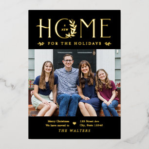 Holiday Home Foil Holiday Card Editable Colour