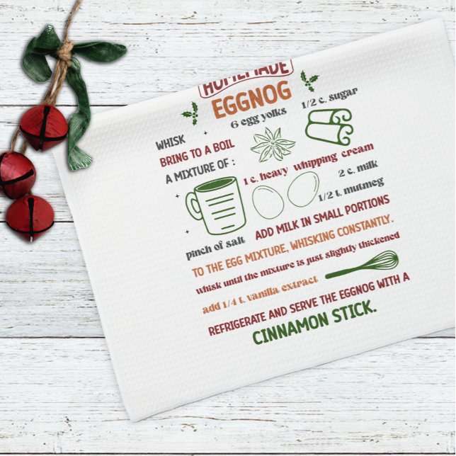 Holiday Homemade Eggnog Recipe Christmas Tea Towel (Creator Uploaded)