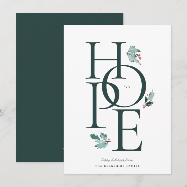 Holiday Hope Modern Botanical Berry Card (Front/Back)