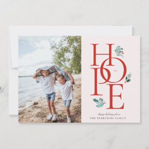 Holiday Hope Modern Botanical Berry Photo Red Card