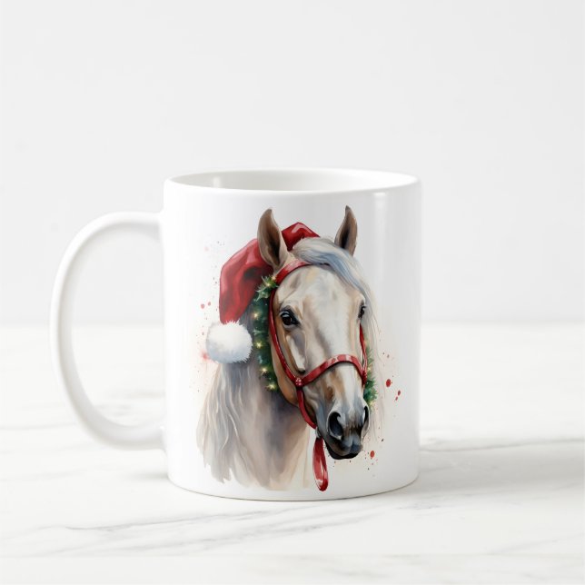 Holiday horse Christmas coffee mug (Left)