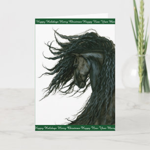 Holiday Horse Greetings Friesian by Bihrle Card